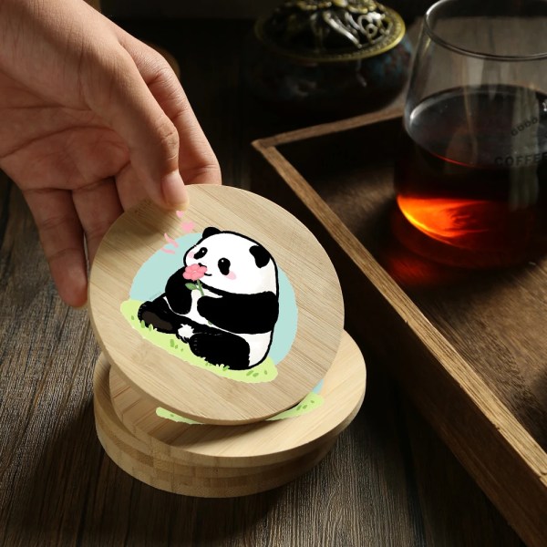 Panda Drink Coasters Cup Pads Insulated Cute Round Cup Mats Home Office Table Christmas Gift Drinkware Cafe