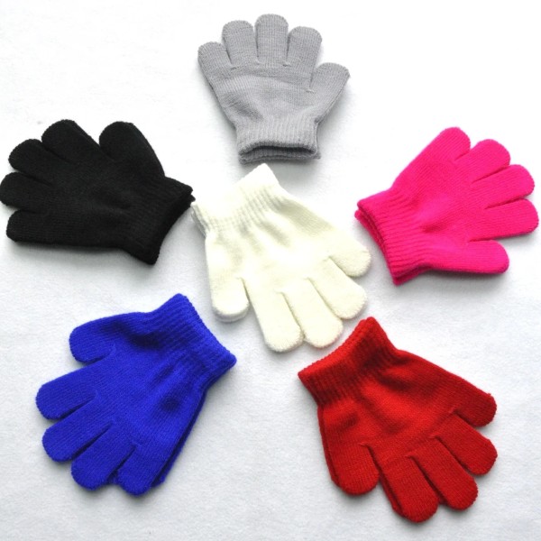 Children Knitted Gloves Winter Kids Kindergarten Student Solid Furry Full Finger Mittens Writing Warmer Hand For 3-7 Years Old