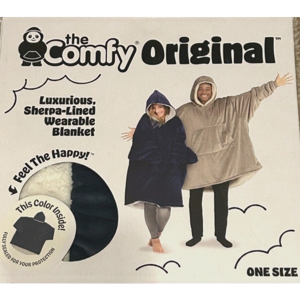 The Original Comfy Wearable Blanket Deep Navy Sherpa Lined Hoodie Adult One Size