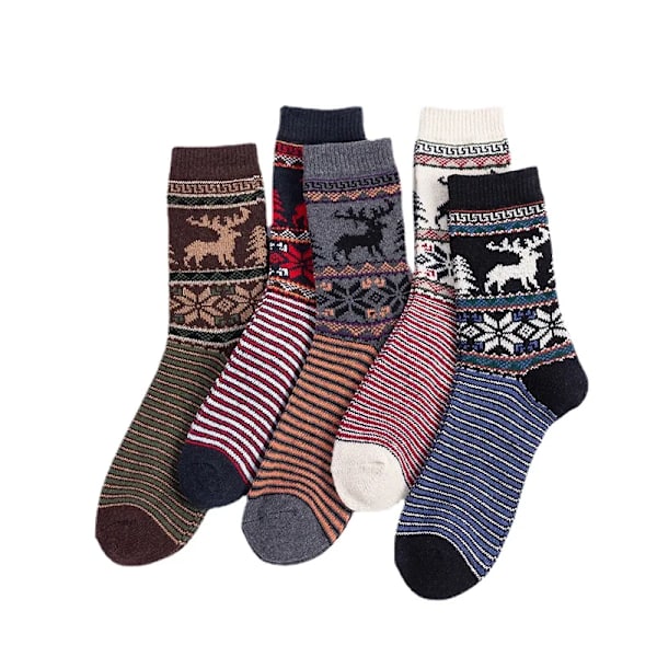 Super Warm 5Pairs New Winter Thick Warm Wool Women Socks Vintage Christmas Socks Colorful  Calcetines De La Mujer