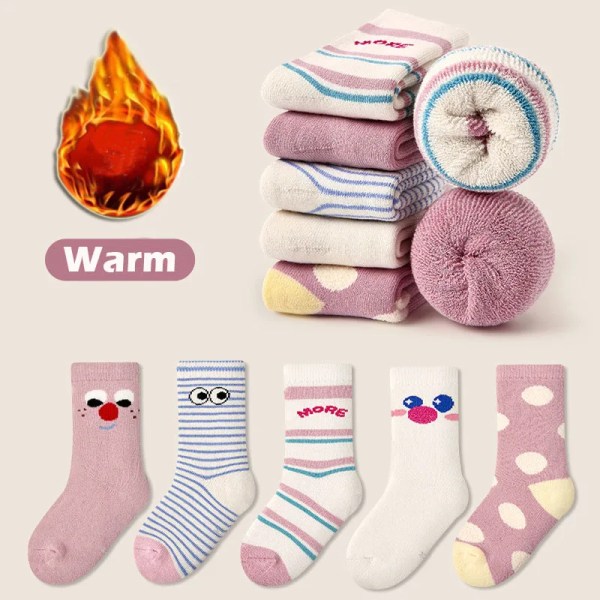 1-12T Children Socks Winter Thickened Cotton Warm Plush Sock Baby Infant Socks Kids Mid Calf Sock Boys Girls Black White Sock