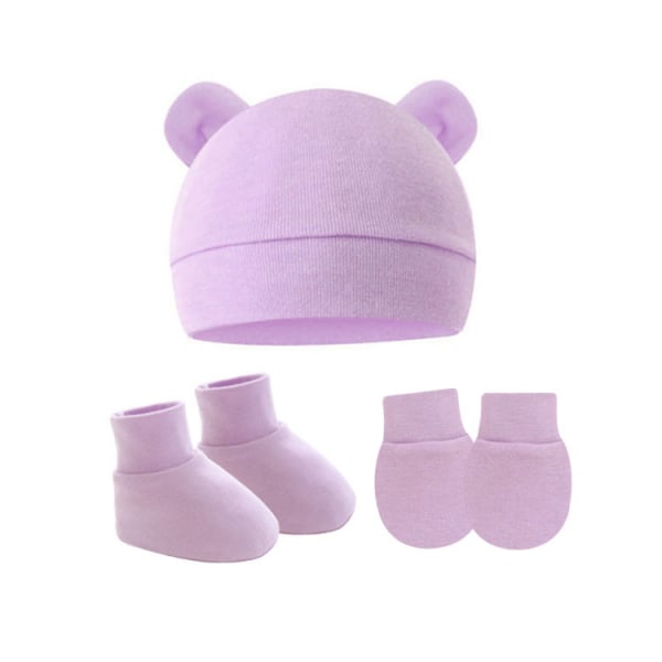 3pcs/lot Newborn Baby Cotton Beanie Hats And Gloves Set Cute Bear Cotton Fall Casual Stretchy Infant Warm Cap Gloves Fashion