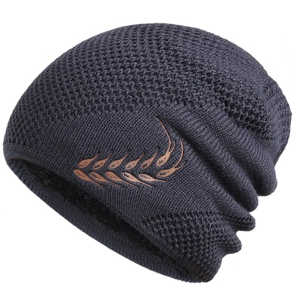 Knit Beanie Winter Hat Thermal Thick Polar Fleece Snow Skull Cap for Men and Women Autumn Hat Plus Velvet Wheat Knitted Hat