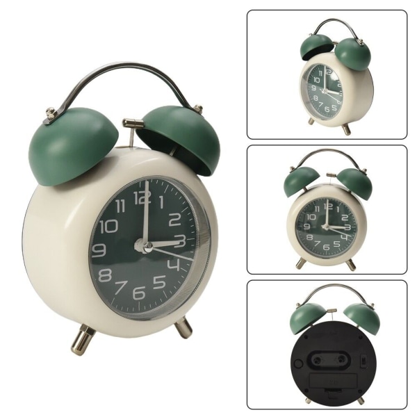 Vintage Metal Alarm Clock with Backlight Retro Design Gentle Wake Up Call Blue