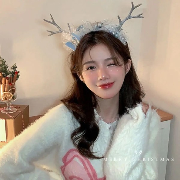 Fashion Kawaii Children Deer Antler Hairband Fairy Christmas Plush Headabnd Korean Xmas Cloth Hair Accessories Cute Hairpin