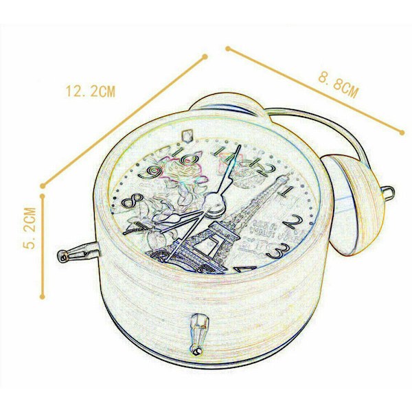 Alarm Clock Twin Bell Mute Analog Peony Small 1 pcs Night light Stainless Steel