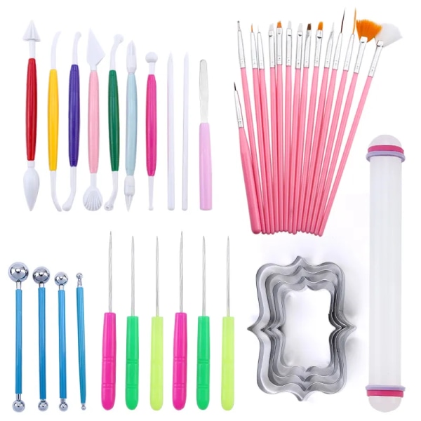 Fondant Cake Modeling Tools Set Carving Flower Crafts Clay Modeling Baking Accessories Set Cake Decorating Tools