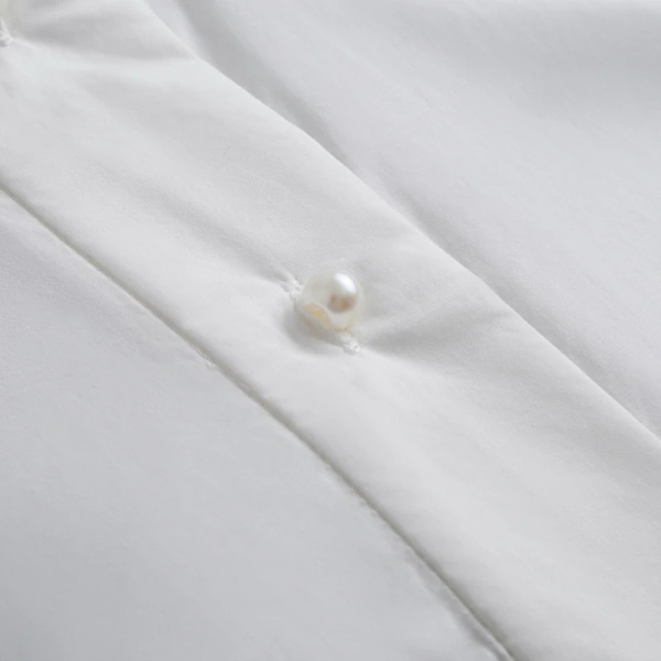 Stand False Collar White Blouse Top Collar Elegant Pearl Button Fake Collar Neck Wrap Universal Party Formal Accessories