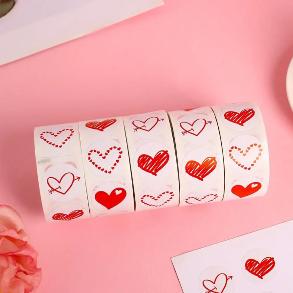 100-500pcs Red Heart Stickers for Valentine's Day 1inch/2.5cm Baking Packaging Sticker Envelope Seals Love Decorative Stickers