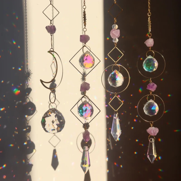Crystal Sun Catcher Prism Suncatcher Hanging Window Crystals Rainbow Light Catcher Octagon Beads Crystal Pendant Summer Gift