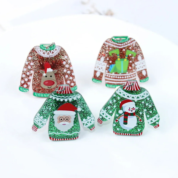 10Pcs/ Christmas Charm Acrylic Snowman Sweater Pendant For Diy Earring Necklace KeyChain Jewelry Design Making