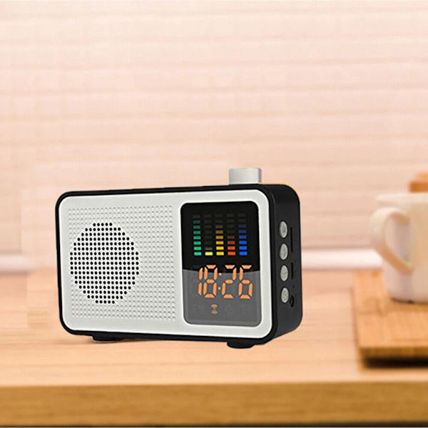 Alarm Clock Wireless 2000 mAh Wood Color Bluetooth Speaker FM AUX LED Portable