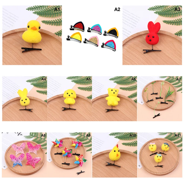 8pcs  Cartoon Little Yellow Duck Hairpin Spring Hair Accessories Headdress Children Gift Funny Christmas Decoration