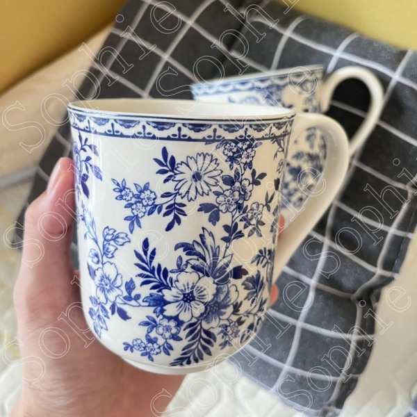 Ceramic Coffee Cup European Style Water Cups Retro Pattern Mug Underglaze Color Cups Beautiful Afternoon Tea Large Capacity Mugs