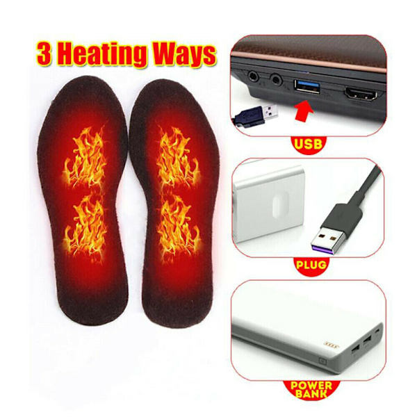 USB Heated Insoles Heated Shoe Inserts Heating Soles Winter Shoes Pads-