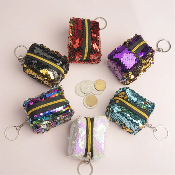 Children's Coin Bag Change Color Sequins Mini Wallet Women Fashion Bling Mini Purse Sequin Bag Key Chain Pouch Small Gift