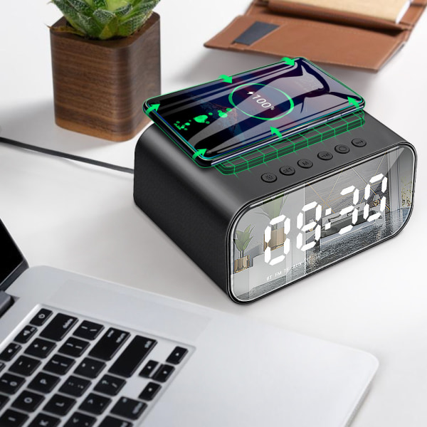 Bluetooth Speaker Wireless Mobile Charger Station LED Digital Alarm Clock FM USB