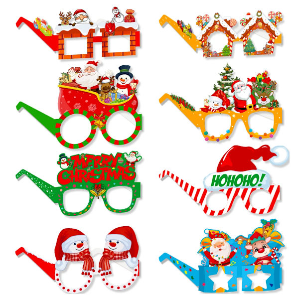 8Pcs Party Glasses Funny Selfie Props Holiday Glasses Frames Birthday Party DIY Decor 2024 Photo Christmas Funny Prom sunglasses