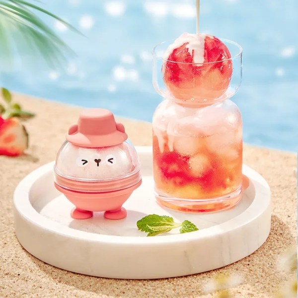 Ice hockey ice cube mold Ice box household round ball small frozen ice block with lid magic food grade silicone ice grid