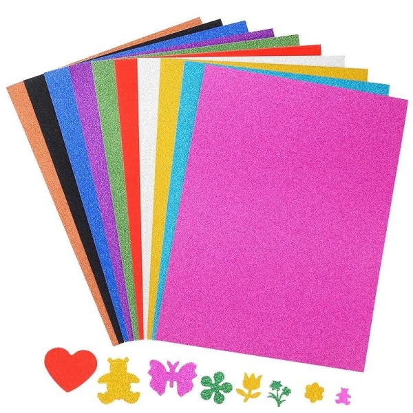 10Pcs/bag 2MM Thick Powder Sheet Material Glitter Bright Sponge Foam Paper Kindergarten DIY Handmade Wedding Party Supplies