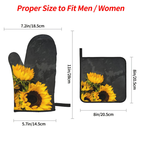 Sunflower Bouquet 4PCS Oven Mitts and Pot Holders Sets for Cooking Baking Grilling