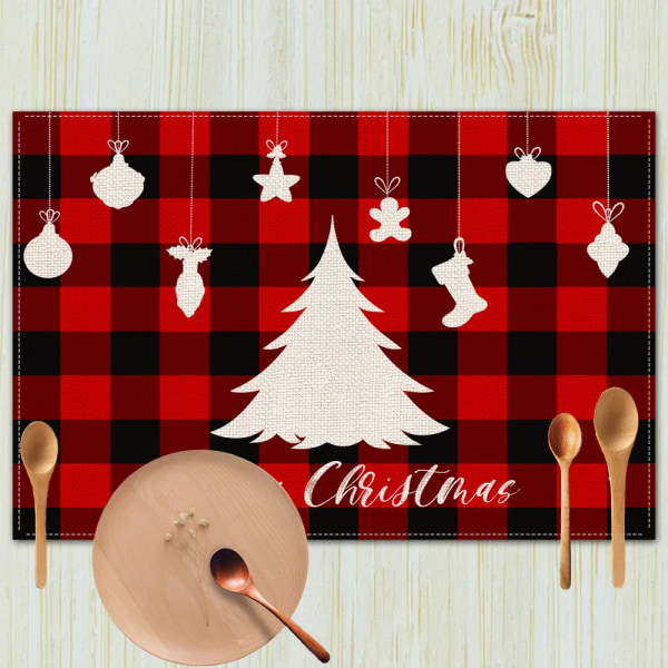 1PCS Christmas Insulated Table Mat Anti-hot Deluxe Home Dining Plate Plate Western Meal Mat Printed Linen Placemat