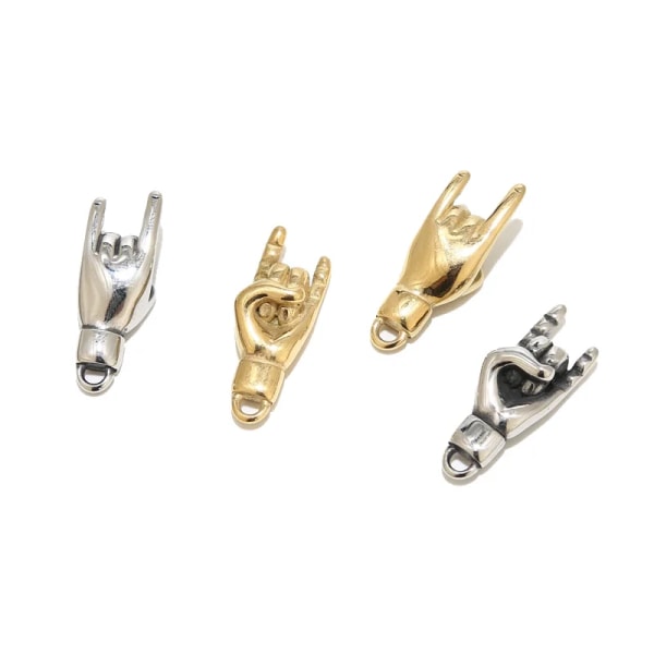 3pcs Gold Plated Stainless Steel Good Luck Hand Symbol Charm Pendants for DIY Jewelry Making Findings Accessories Top Quality