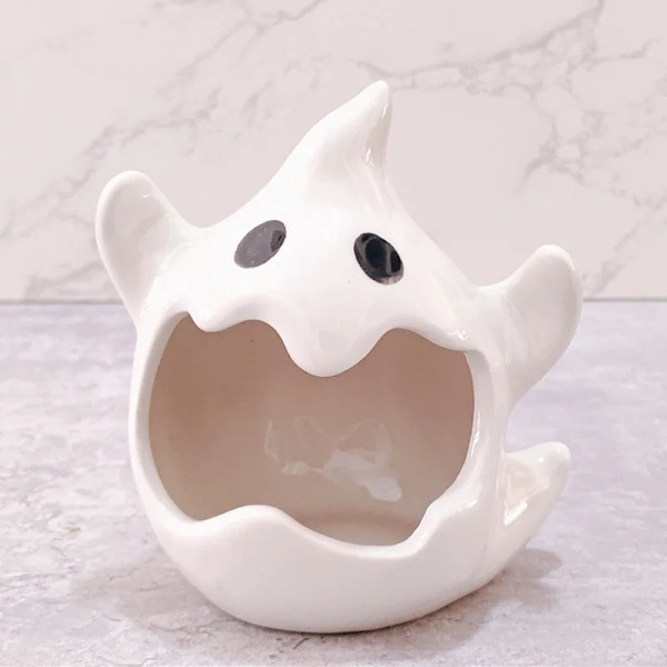 Ghost Bat Snack Dishes Tray Candlestick Ornament Halloween Decoration Atmosphere Art Cartoon Cute Ceramic Candle Holder Statue