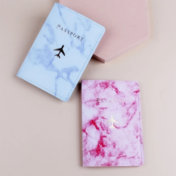Fashion Travel PU Leather Passport Cover Holder Hot Stamping Plane for Women Men Lover Couple Weddings Gift