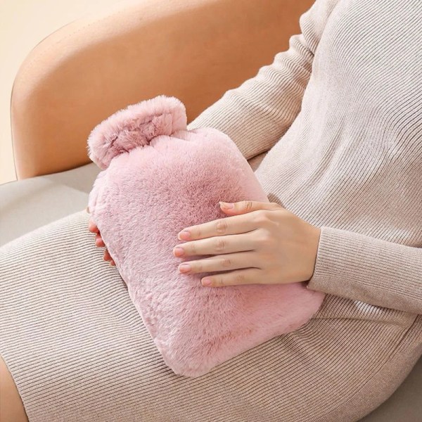 1000/2000ml Hot Water Bottles Portable Hand Warmer with Plush Cover Girls Winter Warm Hot Water Bottle Bag Heating Pack Pad