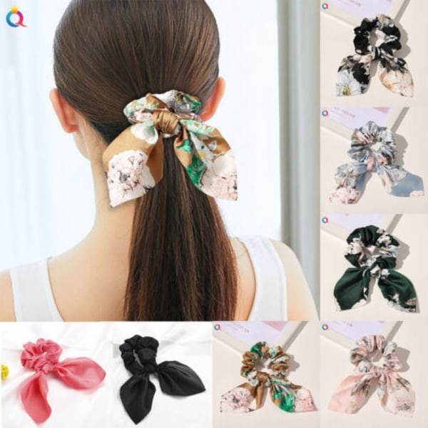 3Pcs Chiffon Hair Accessorie Ponytail Holder Scrunchies Bowknot Hair Bands Hair Ties