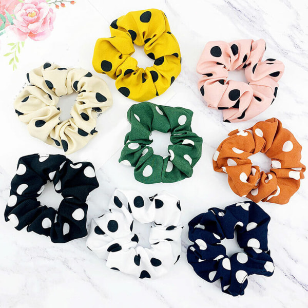 Big Polka Dot Scrunchies Women Elastic Hair Tie Girls Ponytail Hair Accessories