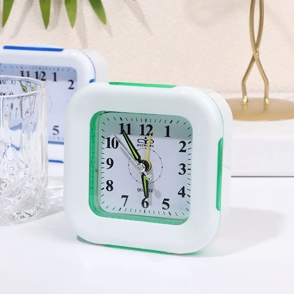 Quartz Alarm Clock With Night Light No Tick Snooze Silent Small Bedside Clocks