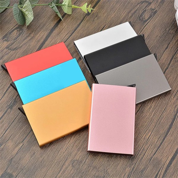 Card Holder Aluminum Case Business Blue Pure Tarjetero Cardholder Pop Up Wallet For Women Men RFID Id Case Carteira Masculina