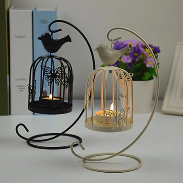 Vintage Bird Cage Table Lamp Hanging Lantern Candlestick Metal Hollow Lanterns Tealight Hanging Lanterns Wedding Home Decor