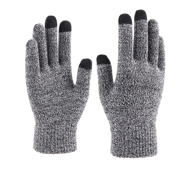 Winter Men Knitted Gloves Warm Full Fingers Touch Screen Anti-Slip Gloves for Cycling Running Driving Hiking Camping Work Mitten