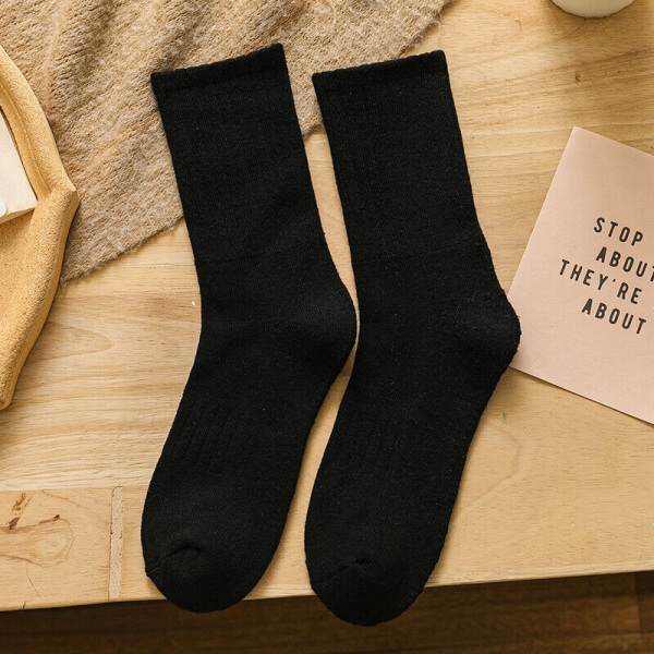 5 Pairs Autumn Winter Pure Cotton Thick Warm Sweat Absorbing Solid Color Socks