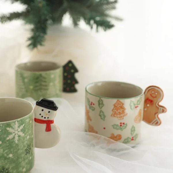 Christmas Hand-painted Gingerbread Man Ceramic Mug  Coffee Mug Mugs Coffee Cups