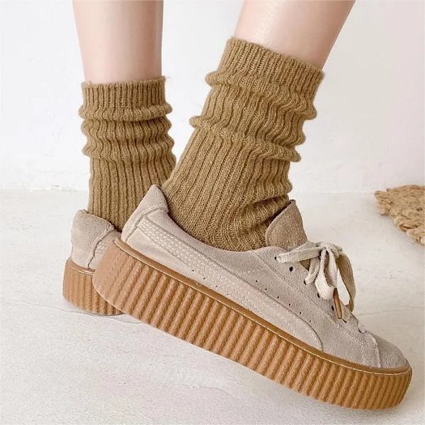 Autumn Winter Cashmere Wool Pile Up Socks Thickened Plush Warm Premium Feel Super Soft Cotton Simple Harajuku Thermal Long Sock