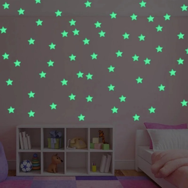 100pcs Stars Wall Stickers For Kids Room Bedroom Decor Glow In The Dark Earth Wall Decals Noctilucent Stickers Home Decor 50%