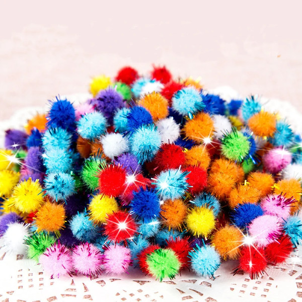20mm Glitter Pompom Fluffy Plush Craft DIY Pom poms Ball Fur Christmas Decoration Kids Toys Dolls Accessories 100pcs