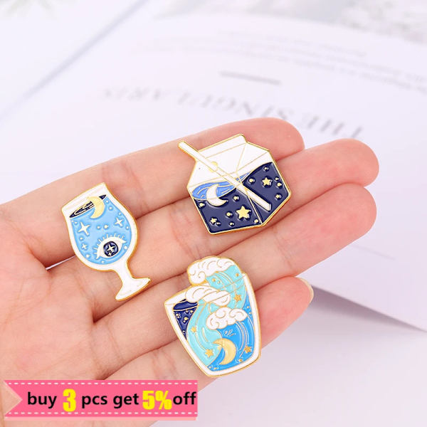 Star Moon Enamel Pins Glass Explore The Universe Space Brooches Backpacks Clothes Badges Lapel Pin Jewelry for Friends Wholesale