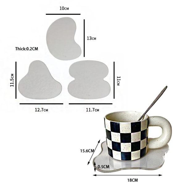 Creative Acrylic Coaster Transparent Mug Pad Storage Tray Photography Prop Gadget Table Decorative Placemat for Home Party