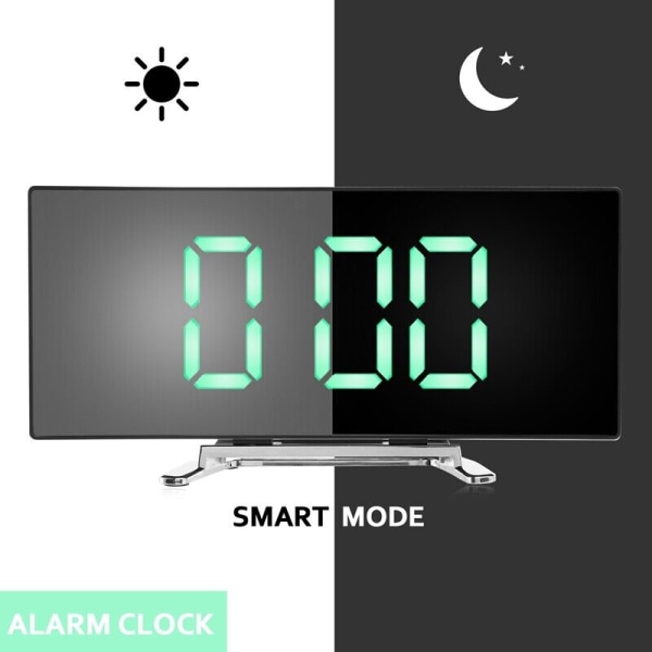 Di, Green  Number Clock,   Alarm Clock,Snooze Function,12/24 Hour, USB Port I2U6