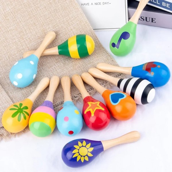 1 Pc Montessori Wooden Toys Baby Sand Hammer Early Education Music Development Instrument Puzzle Games for Children 1 2 3 Years