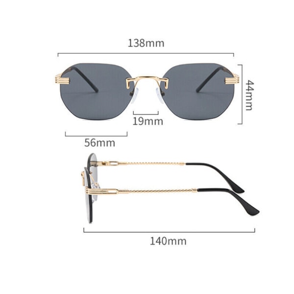 Borderless Sunglasses Women's & Men's Oval Fashion Metal UV400 Glasses E-