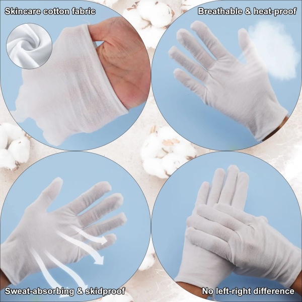 1/10Pairs White Soft Cotton Work Gloves for Dry Hands Handling Film SPA Gloves Ceremonial Stretch Glove Household Cleaning Tools