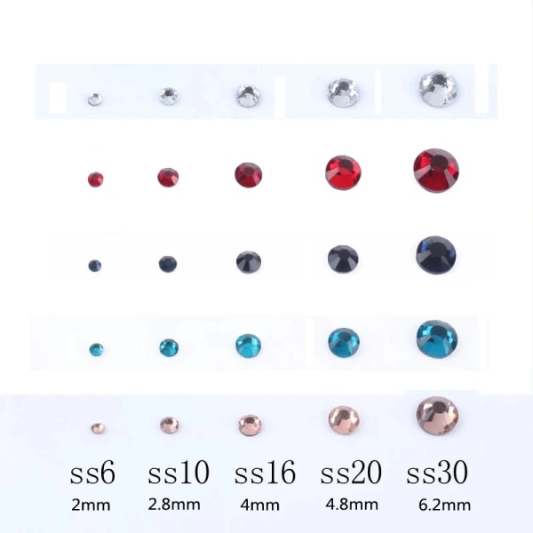 Hot Sale New Set 1200pcs 12 grid boxs Crystal Rhinestones Hotfix ss6-ss30 mixed size Glitter Glass Rhinestone Iron-on gem Strass