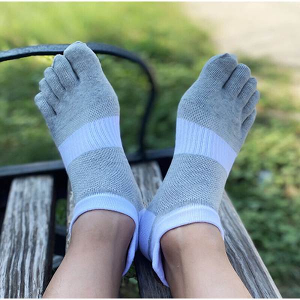 5 Pairs Large Cotton Toe Socks for Men Running Sport Socks with Toes 45 46