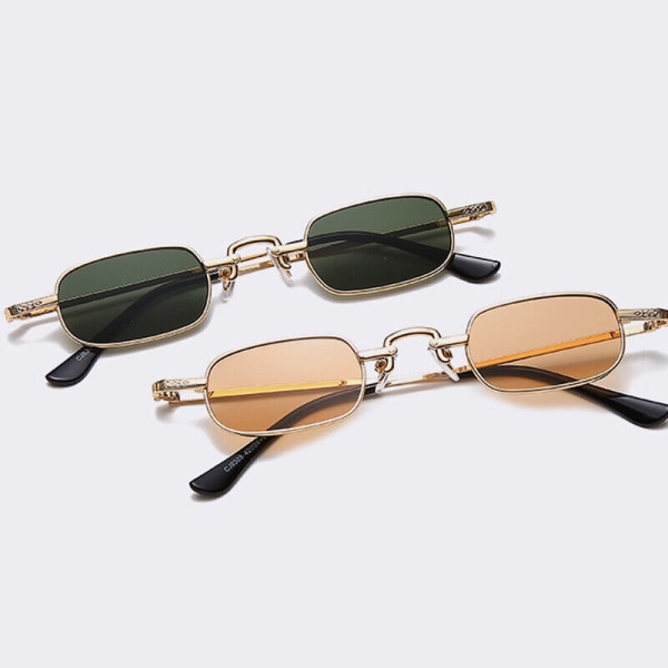 Mens Womens Small Rectangle Sunglasses Tinted UV400 Metal Fashion Glasses N